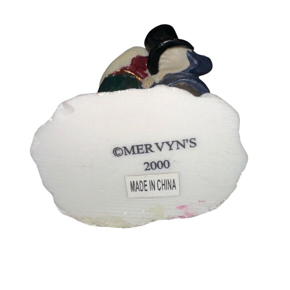 Vtg 2000 Village Square Dancing Couple Children 3 Pc Figurine Mervyn Christmas - Picture 8 of 12